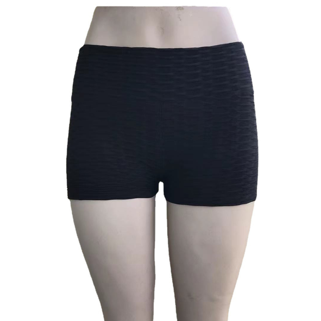 【 Amazon Leggings first-hand Supply 】 High-waisted, peach-buttocks solid color bubble wrap yoga and fitness shorts Application Scenario
