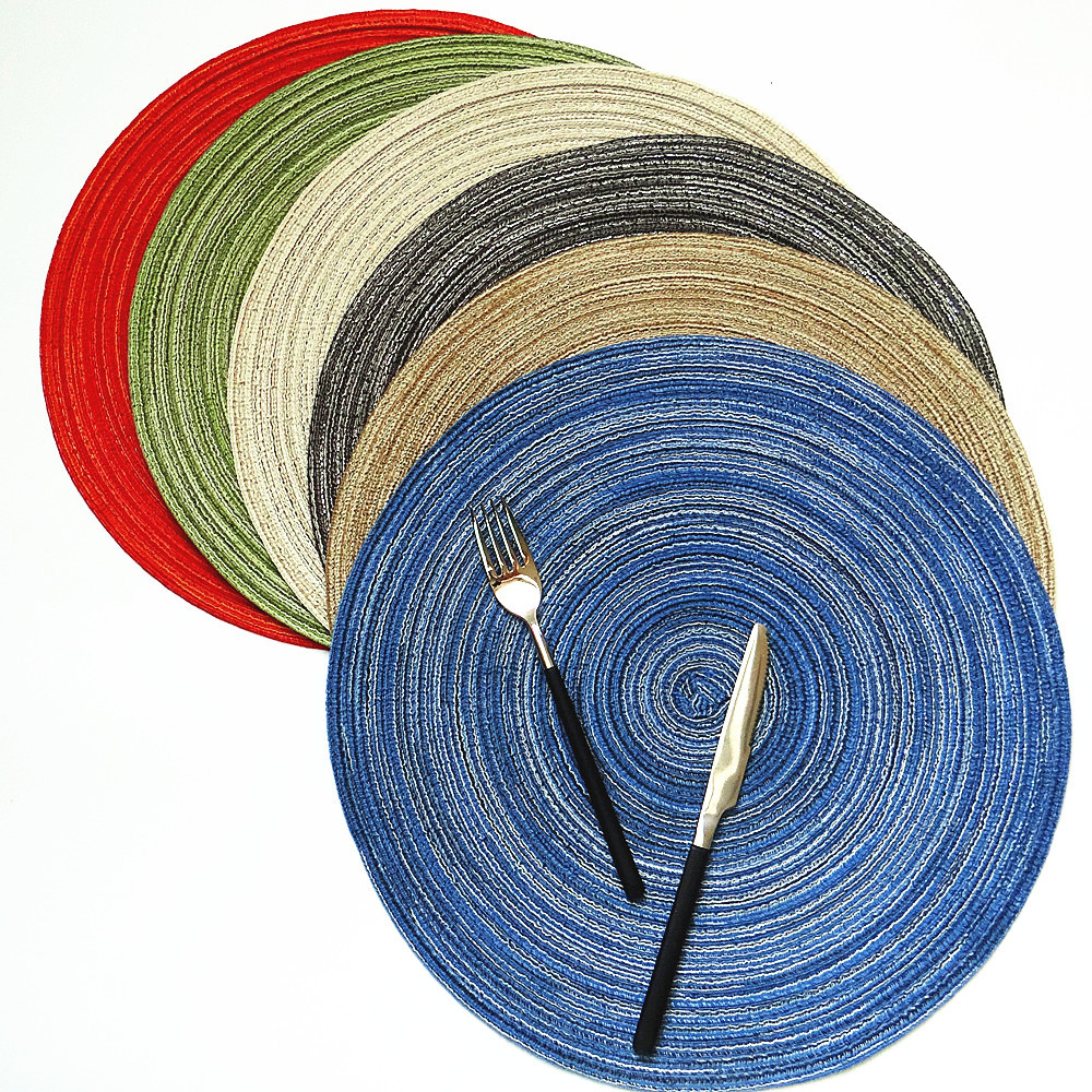 Nordic-style easy-to-maintain home dining table baking food background round heat insulation mat, cotton yarn imitation table mat