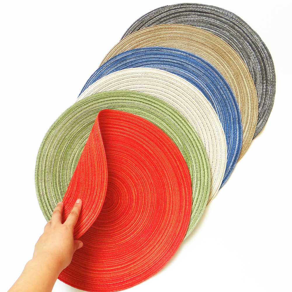 Nordic-style easy-to-maintain home dining table baking food background round heat insulation mat, cotton yarn imitation table mat Item Picture