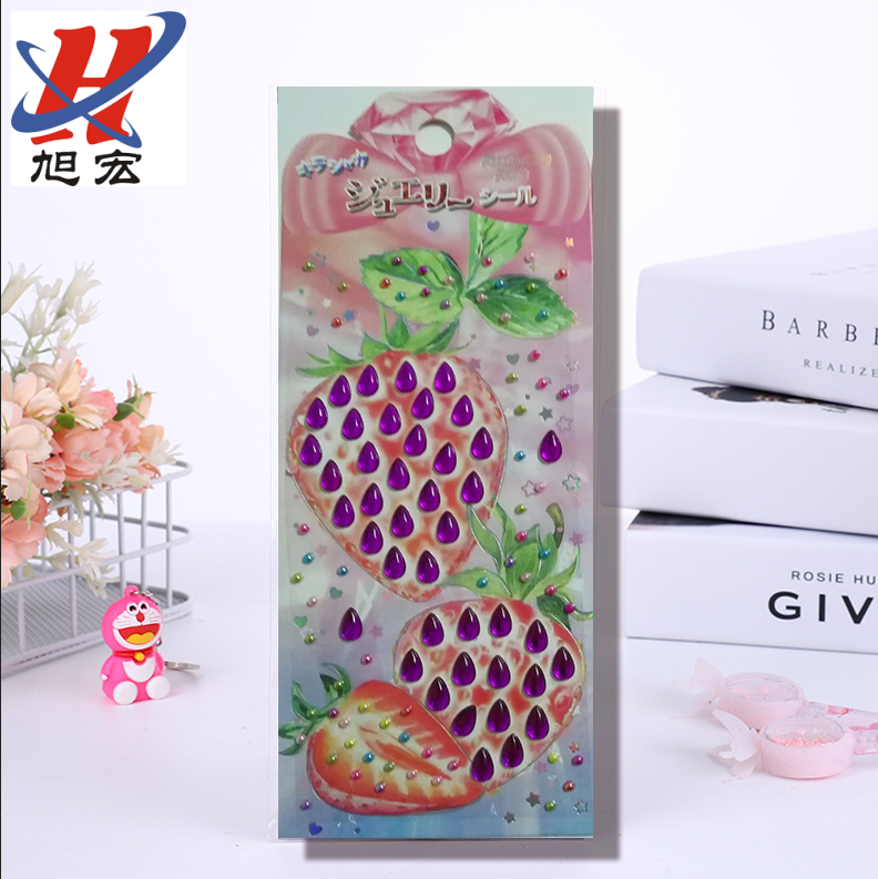 ABS163 Fruit acrylic diamond sticker DIY handmade diamond sticker for children Crystal gem sticker for car phone sticker