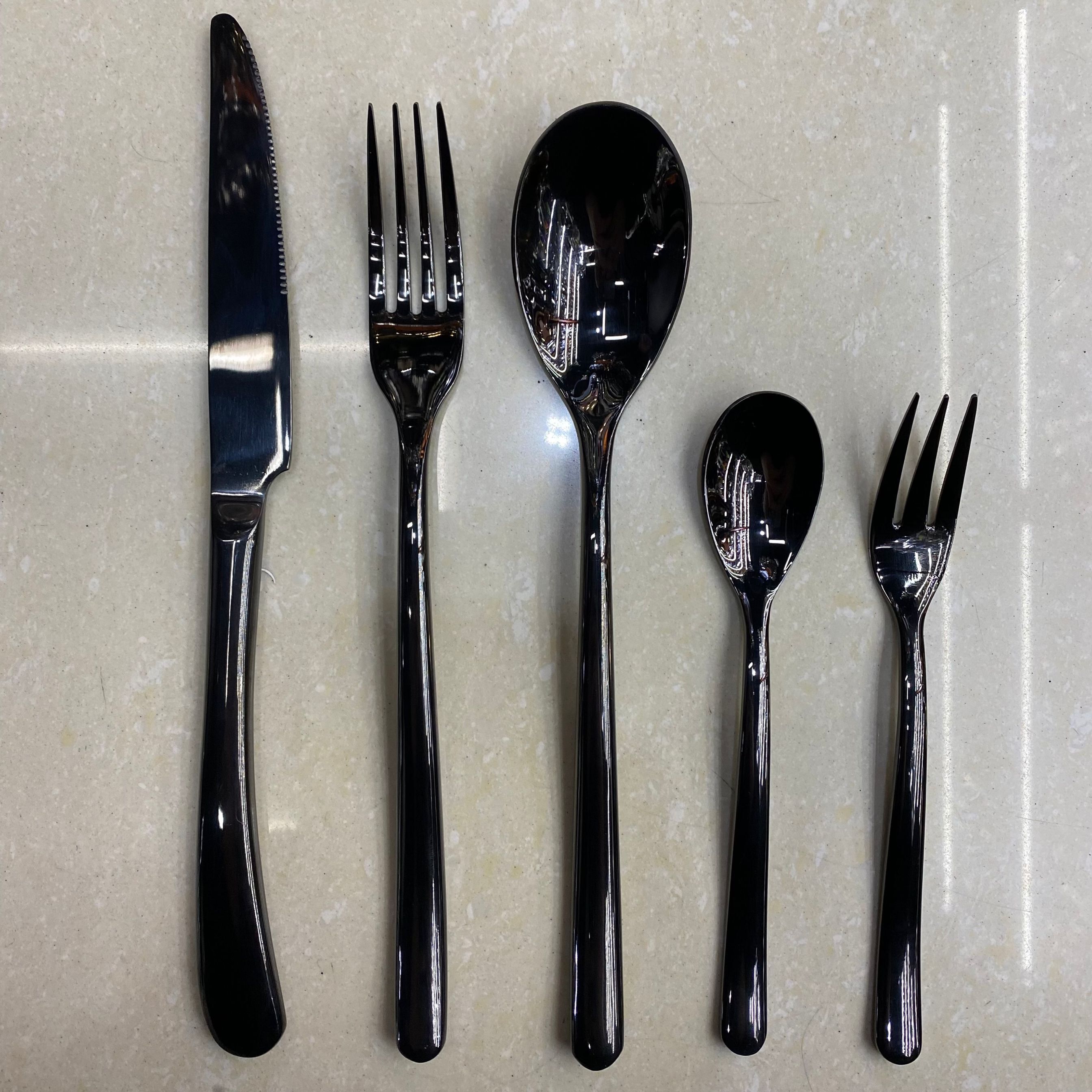 201 Moonlight titanium black high-grade tableware stainless steel knife fork spoon hot western food knife fork spoon tea spoon tea fork