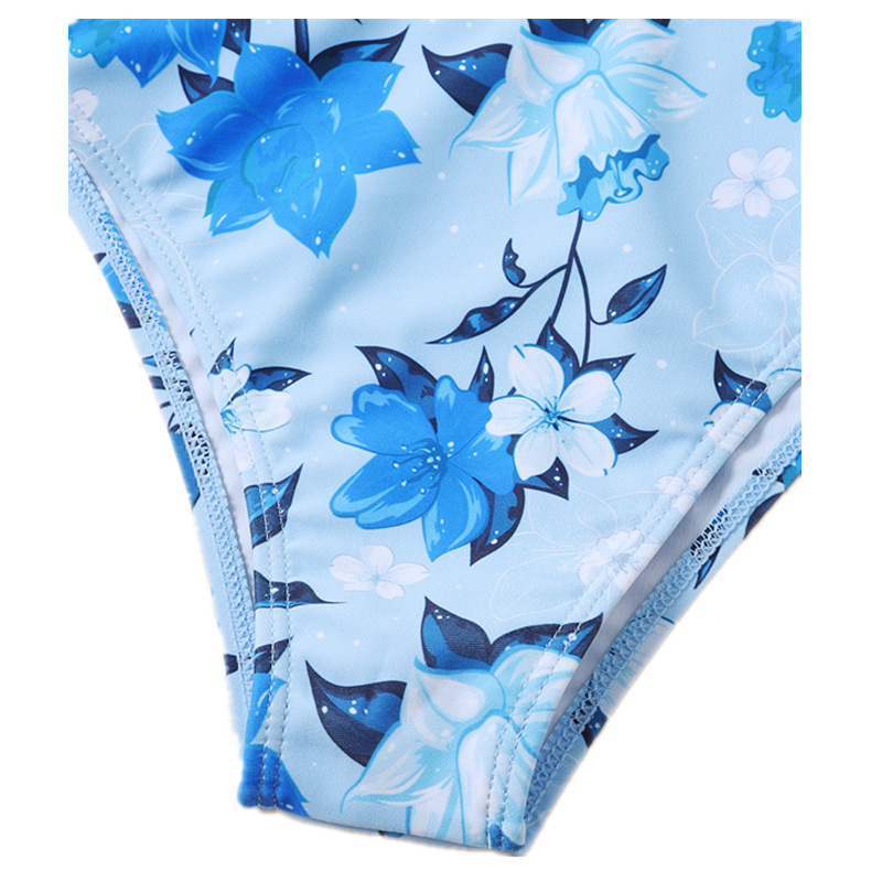 The three-piece floral swimsuit for children at Foreign Trade University in 2022 is a best-selling swimsuit details Picture