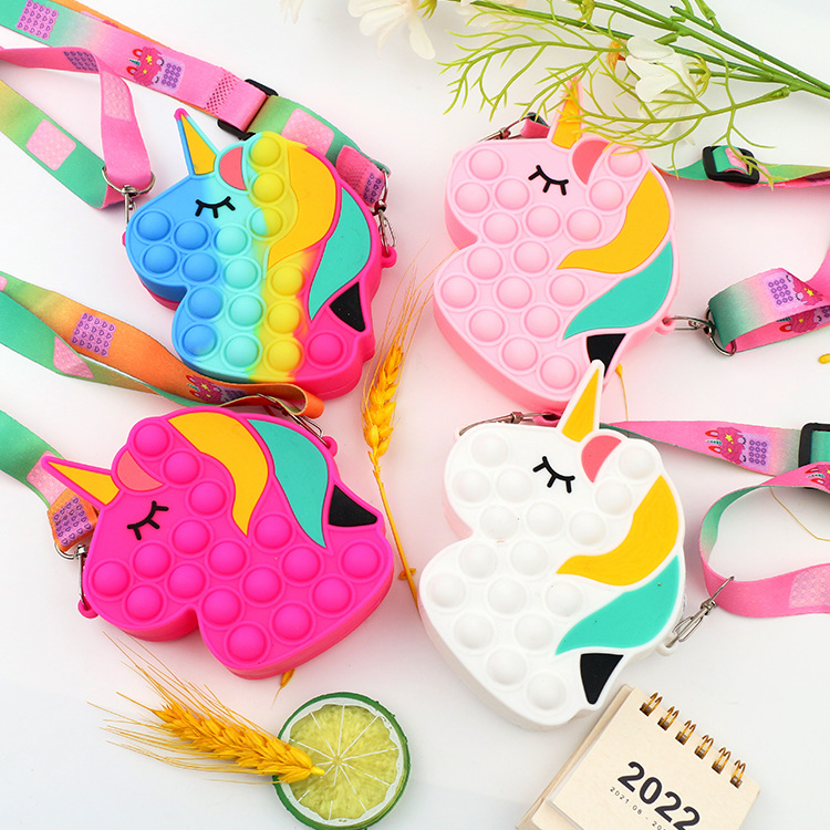 New Unicorn Coin Purse Cartoon Rodent Killer bag Crossbody Unicorn de-stress Pop-pop bag thumbnail