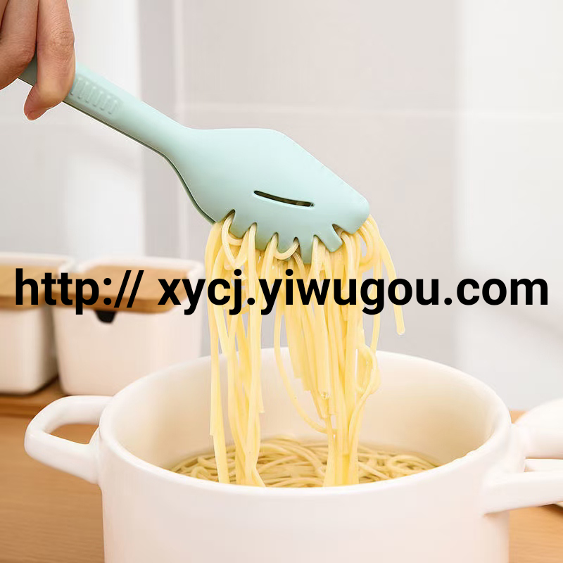 Multi-functional silicone food tongs, kitchen heat-resistant bread, steak, pasta tongs, noodles, salad, cake spatula Application Scenario