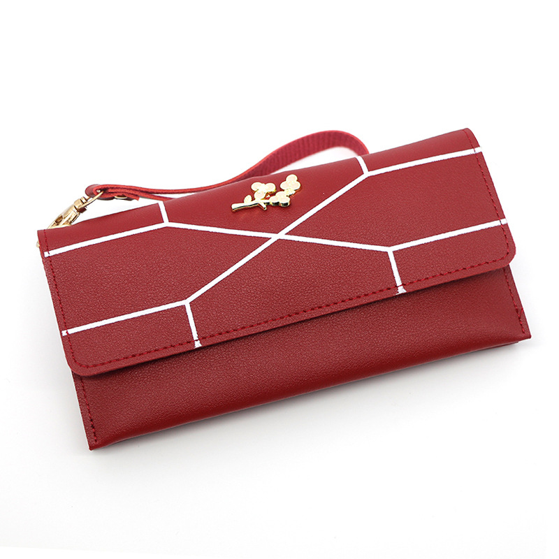 现货新款时尚女士长款钱包纯色钱夹手拿包女式长包卡包零钱包