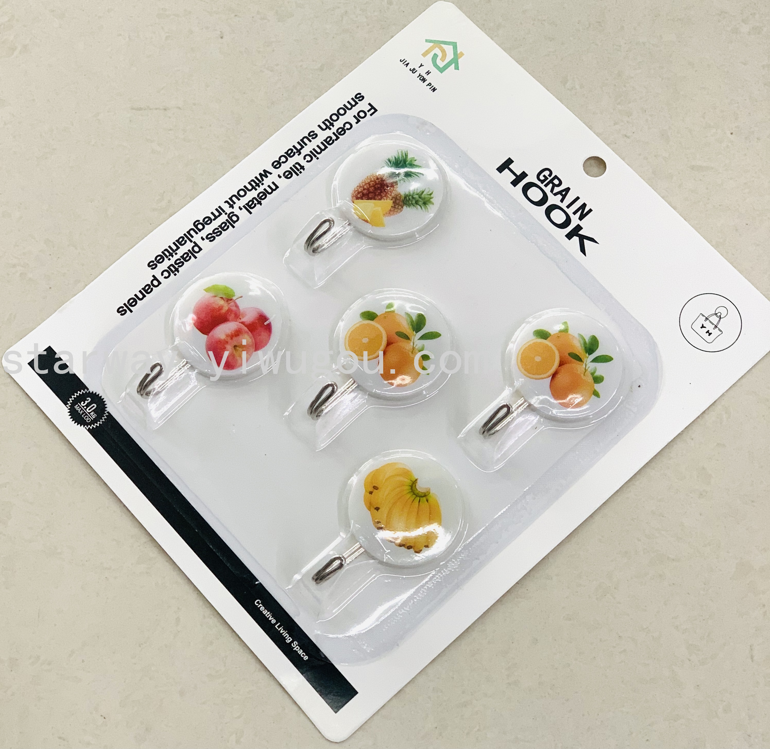 Fruit sticky hook, cartoon sticky hook, strong sticky hook, no-drilling sticky hook, convenient sticky hook, card suction sticky hook