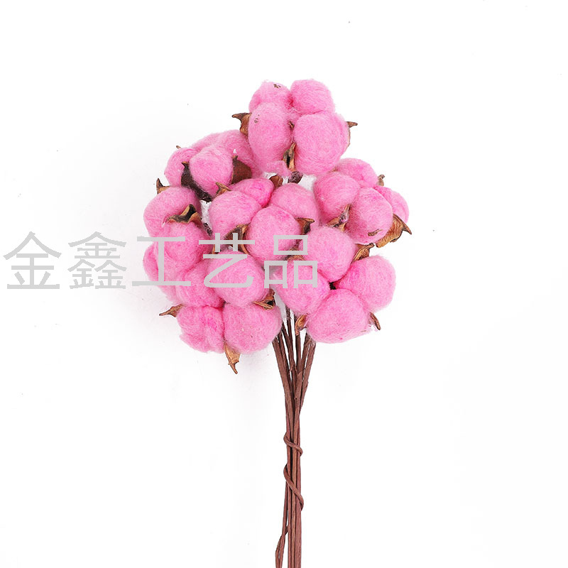 彩色棉花干花礼品花束diy材料木棉花天然白棉花头细节图