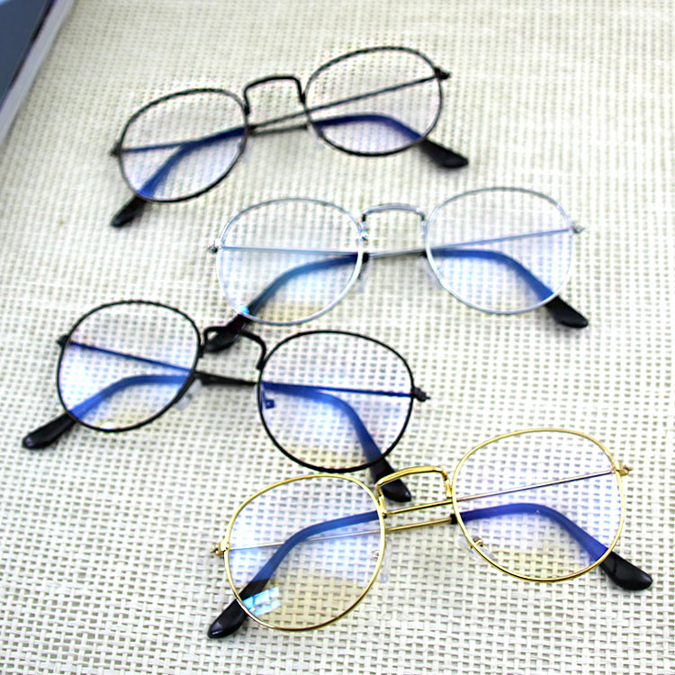 Men's Blue glasses Fashion metal flat lens CJ305