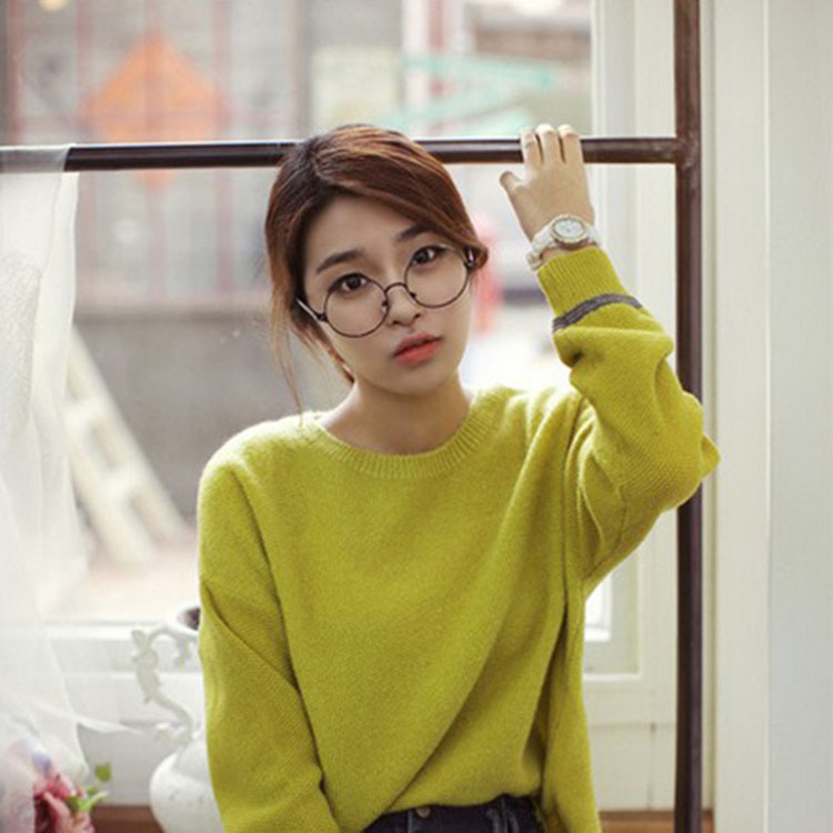 Retro round frames with metal thin edges bachelor study frames with hipster black frames flat lens
