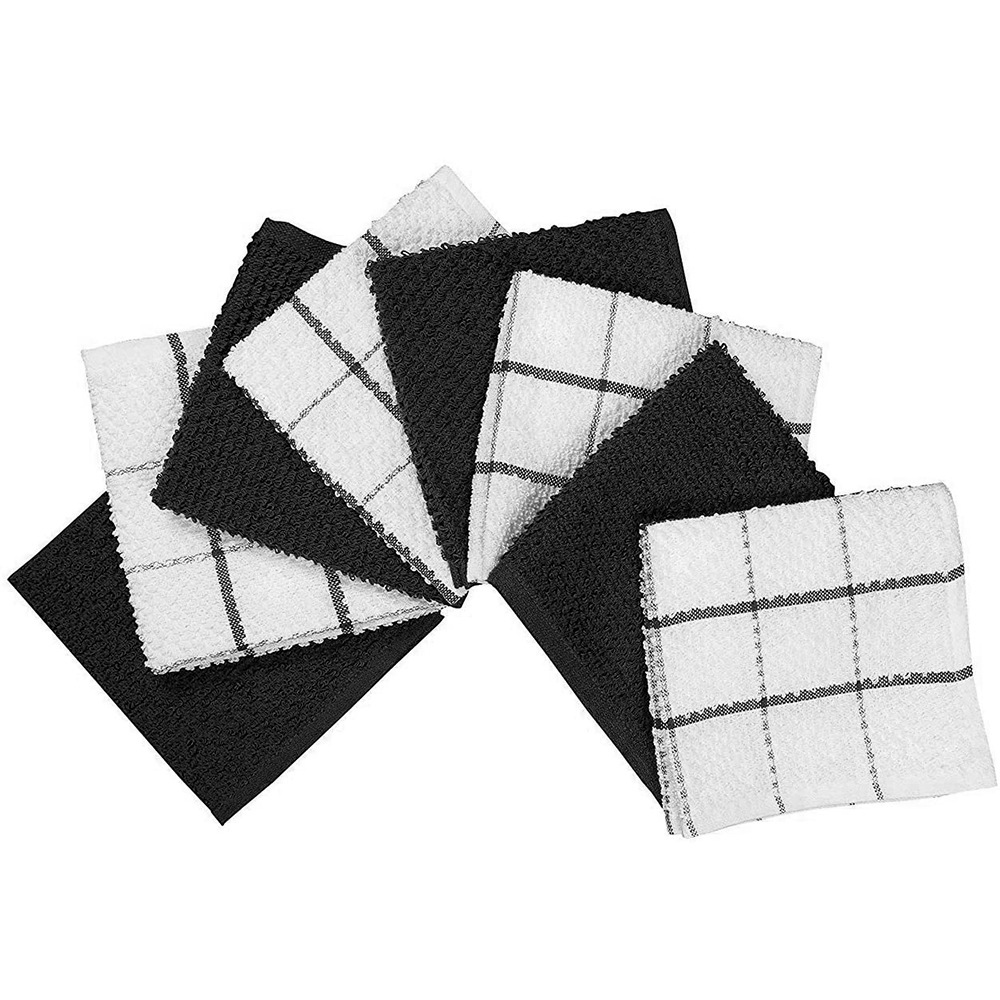 Pure cotton checkered cloth, plain cloth, dishcloth, kitchen cleaning towel, all-cotton absorbent tea towel details Picture
