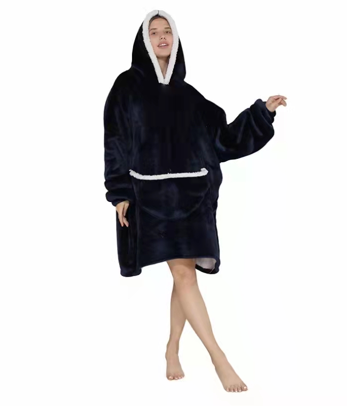 Amazon-style lazy person's hoodie blanket with hat, outdoor warm TV blanket Specification image