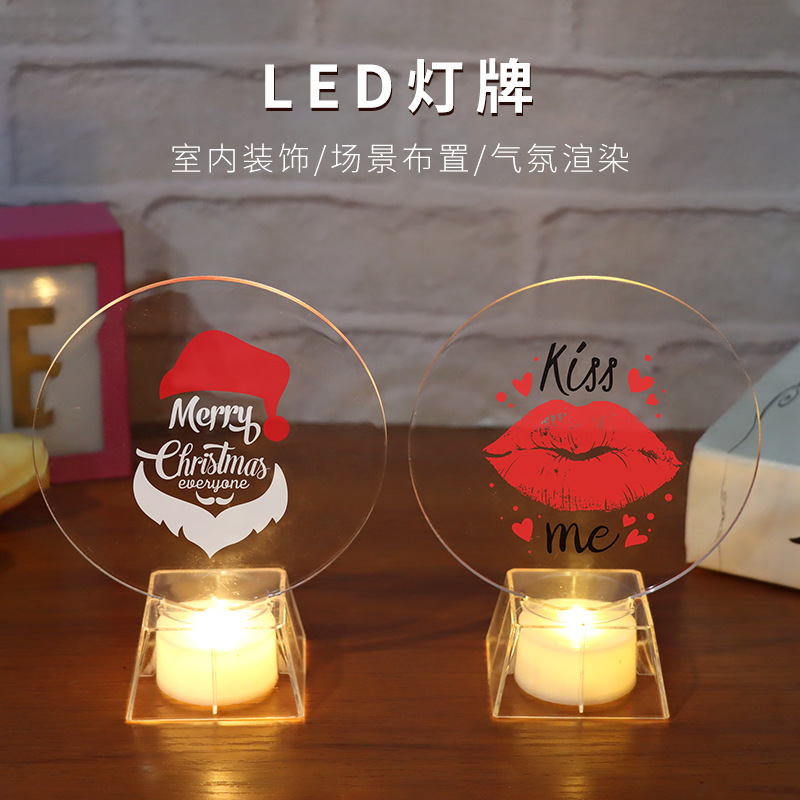 Wholesale of cross-border best-selling creative Santa Claus led light boards with bases for room decoration, proposal and confession decorative lights details Picture