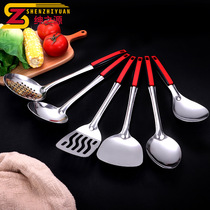 Stainless steel kitchenware 6-piece set Spoon spatula colander non-magnetic thickened plastic handle cooking home kitchenware set