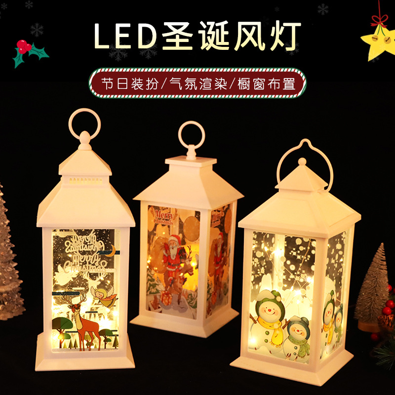 New LED Christmas copper wire string lantern, snowman Santa Claus pattern lantern, holiday party decoration wholesale