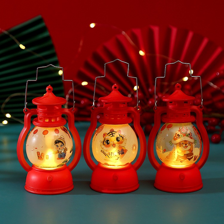 New creative New Year Lantern Festival kindergarten children's decorative small oil lamp, hand-held luminous small lantern scene arrangement Specification image