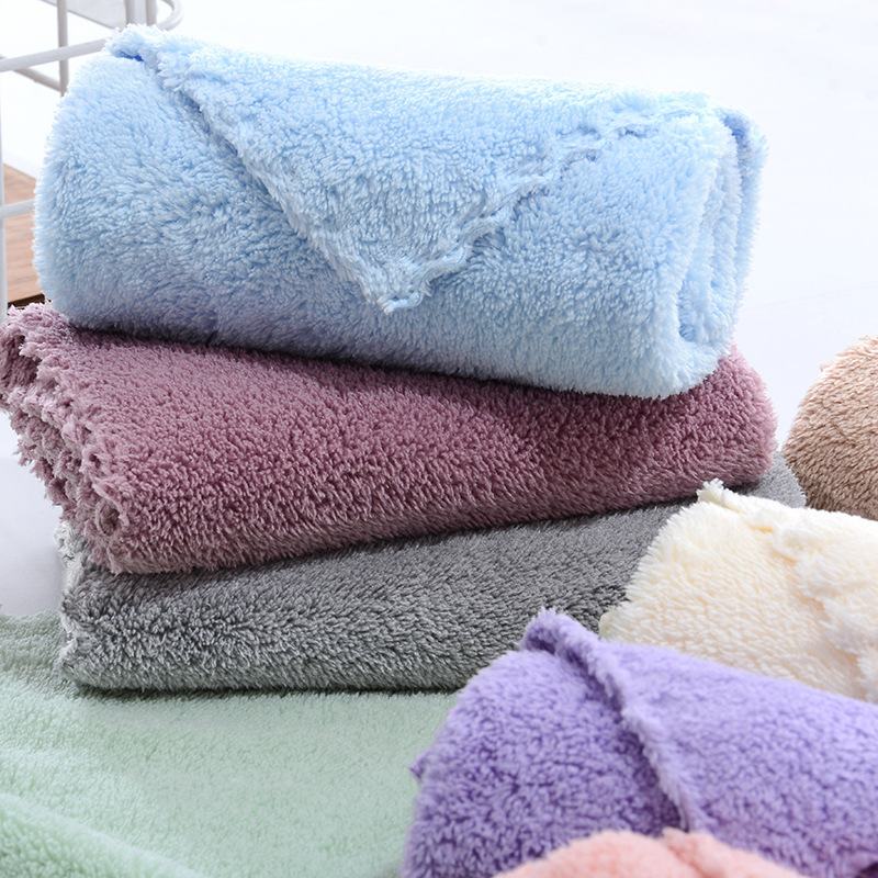 Low-density, medium-density and high-density coral fleece plain square towels, soft absorbent baby handkerchiefs, hand towels, home cleaning cloths Specification image