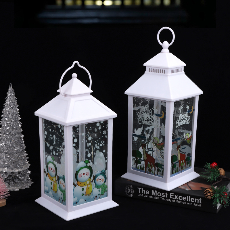 New LED Christmas copper wire string lantern, snowman Santa Claus pattern lantern, holiday party decoration wholesale Specification image