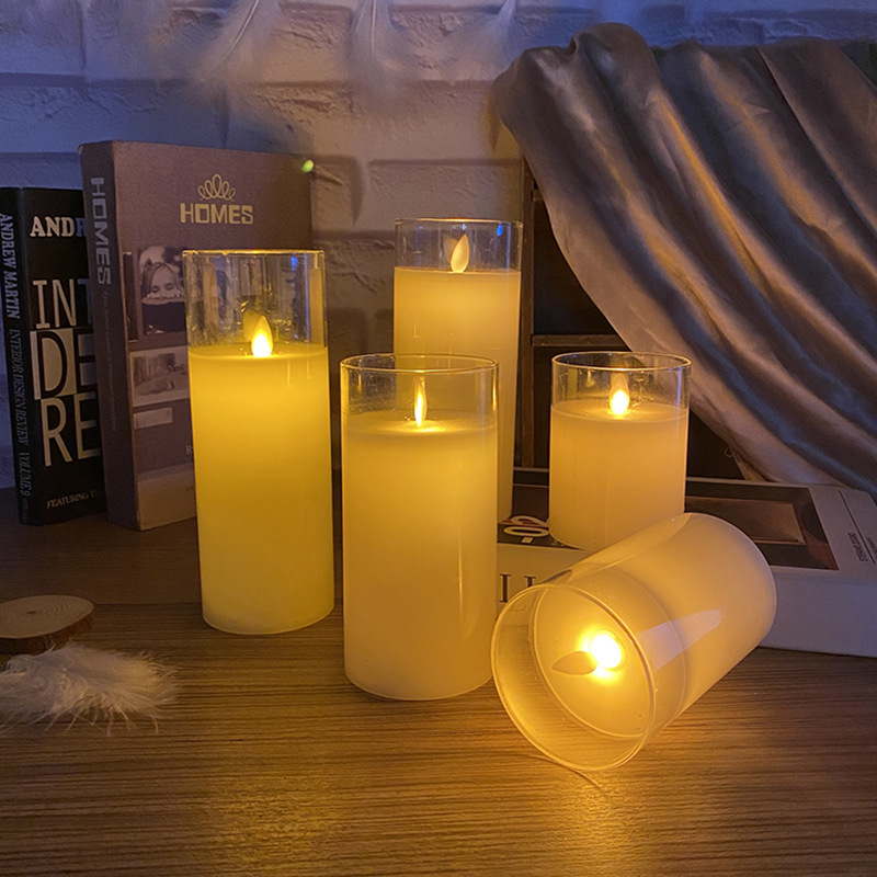 玻璃平口电子蜡烛火焰摇摆LED蜡烛灯浪漫家居气氛道具摆件详情图3
