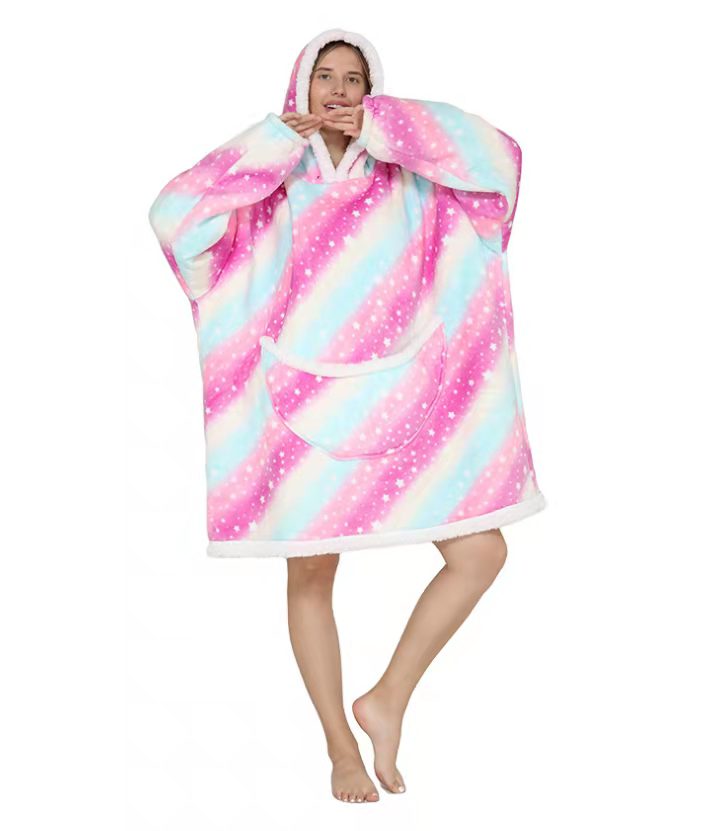 Amazon con capucha lazy blanket europa y Estados Unidos tallas más grandes casa ropa de ocio flange cordered fleece TV tv blanket usable details Picture