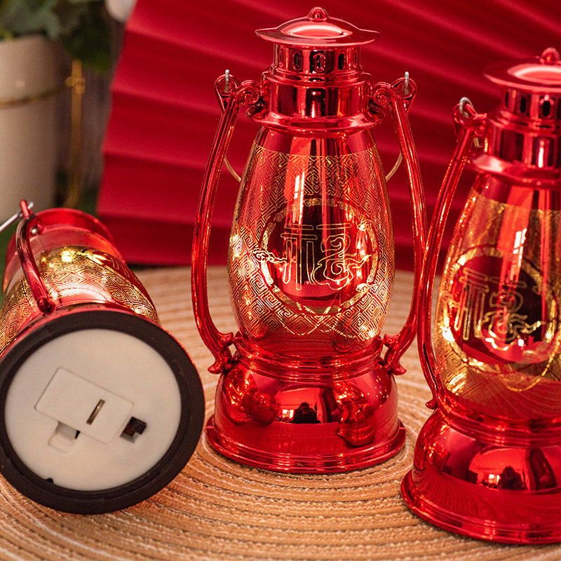 Red led wind lanterns, Spring Festival decorations, small oil lamps, portable electronic horse lanterns, Halloween candlesticks, bar atmosphere decoration Application Scenario