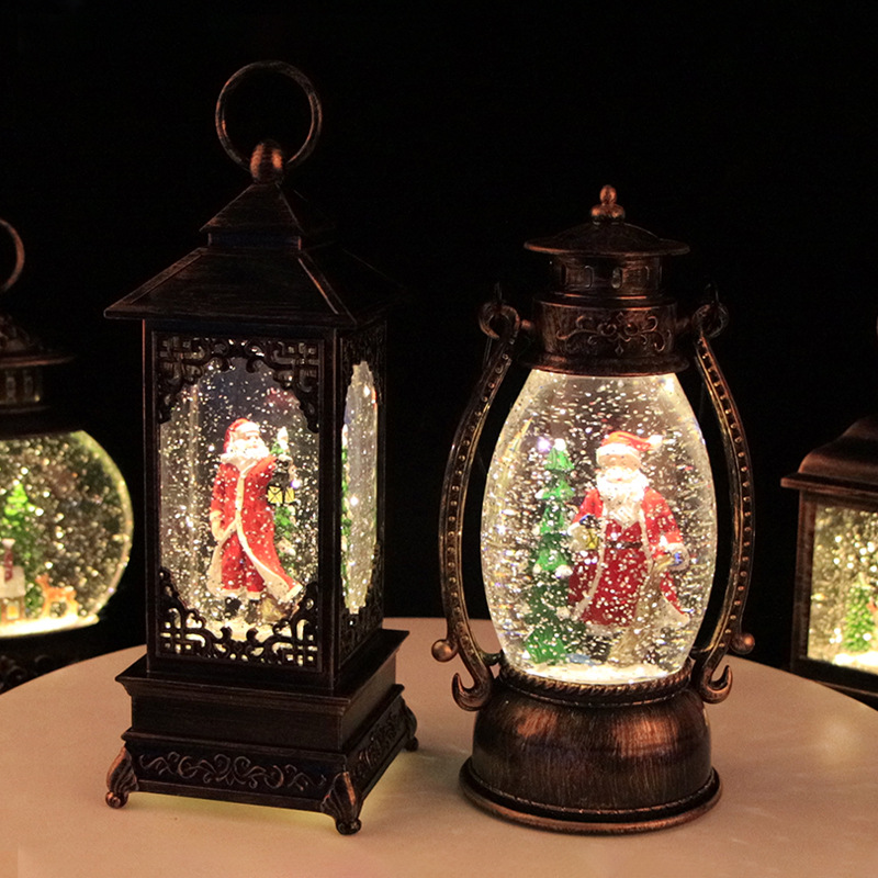 New LED Christmas rotating band music lantern, retro water-filled wind lantern, holiday gift j interior decoration Specification image