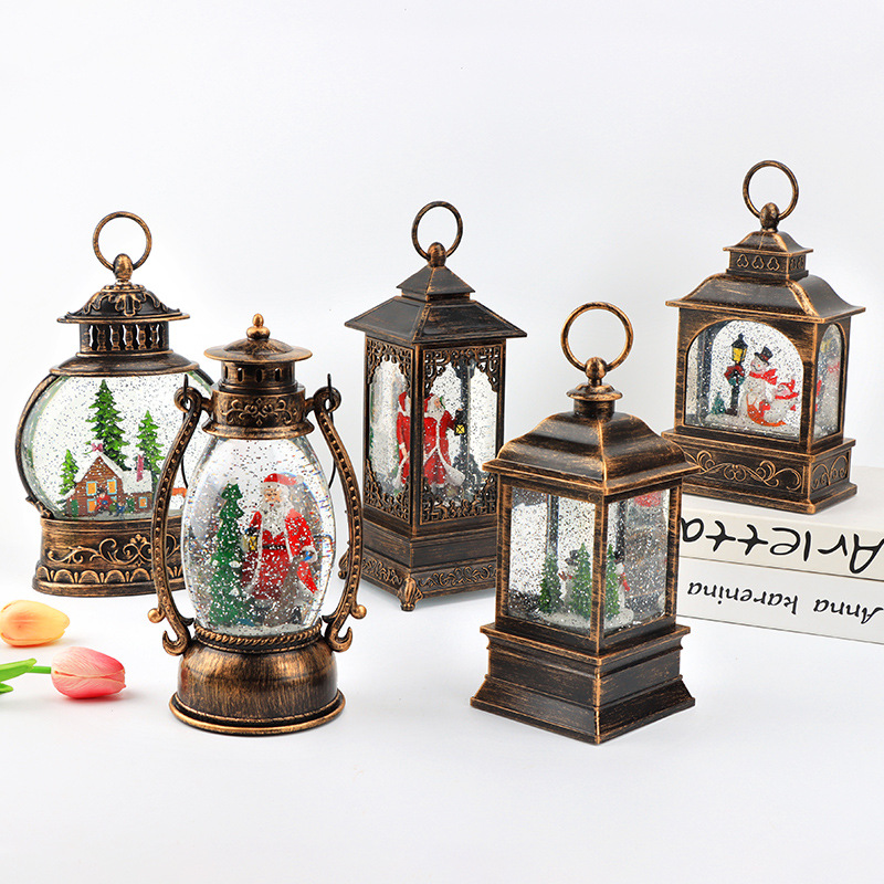 New LED Christmas rotating band music lantern, retro water-filled wind lantern, holiday gift j interior decoration Application Scenario