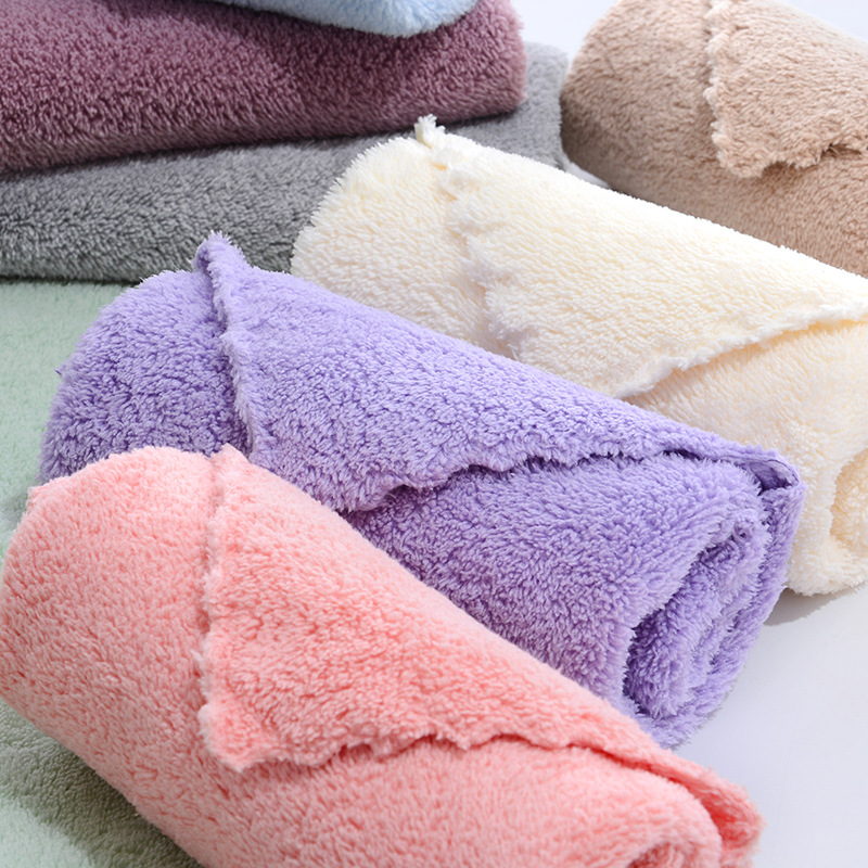 Low-density, medium-density and high-density coral fleece plain square towels, soft absorbent baby handkerchiefs, hand towels, home cleaning cloths details Picture