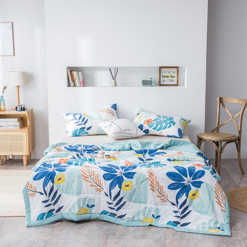 2022 Washed cotton summer quilt, fresh and clean, single and double large summer cooling quilt, machine-washable gift quilt for children's dormitory