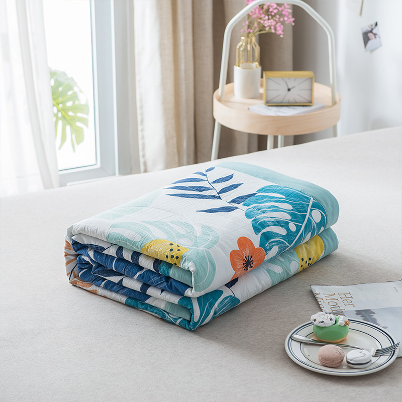 2022 Washed cotton summer quilt, fresh and clean, single and double large summer cooling quilt, machine-washable gift quilt for children's dormitory Specification image