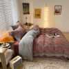 2025 National Trend Retro style jacquard super soft double-layer yarn four-piece set, all-cotton American INS light luxury bed sheet, duvet cover and bedding details Picture