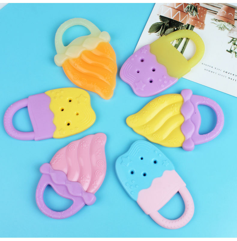 Soothing teething rings, teething sticks, baby silicone toys, anti-sucking gadgets for babies, biting gels, water-boiling ice cream teething rings details Picture