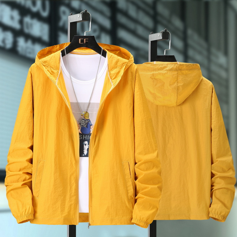 Summer new men's solid color sun-protective skin clothing with zipper and hood, UV protection and plus-size wholesale Specification image