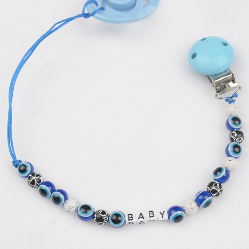 BABY pacifier chain clip anti-drop belt anti-drop chain imported wooden clip Turkish eye JM BABY