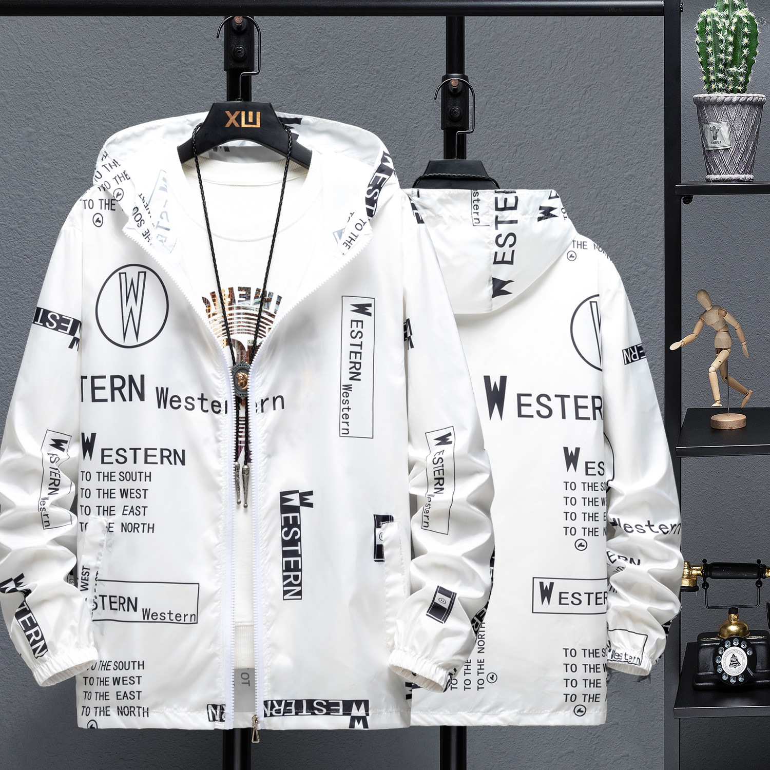 Summer new 2022 trendy, thin, breathable and sun-protective clothing for boys, teenagers, large-sized skin, big W coat for men