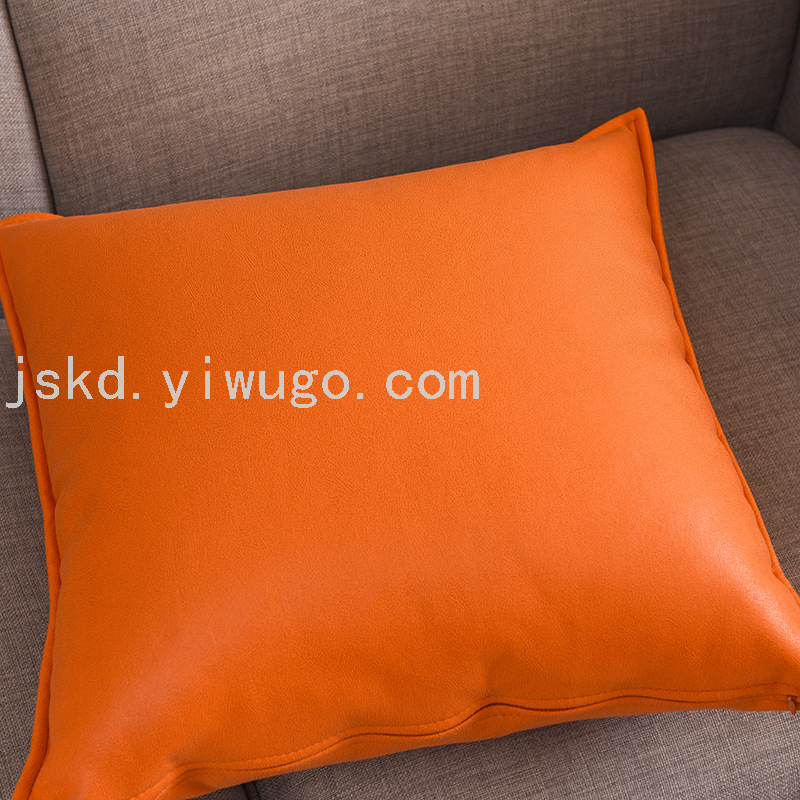 科技布抱枕轻奢客厅沙发高档靠枕套现代靠垫腰枕橙色免洗靠被北欧详情图3