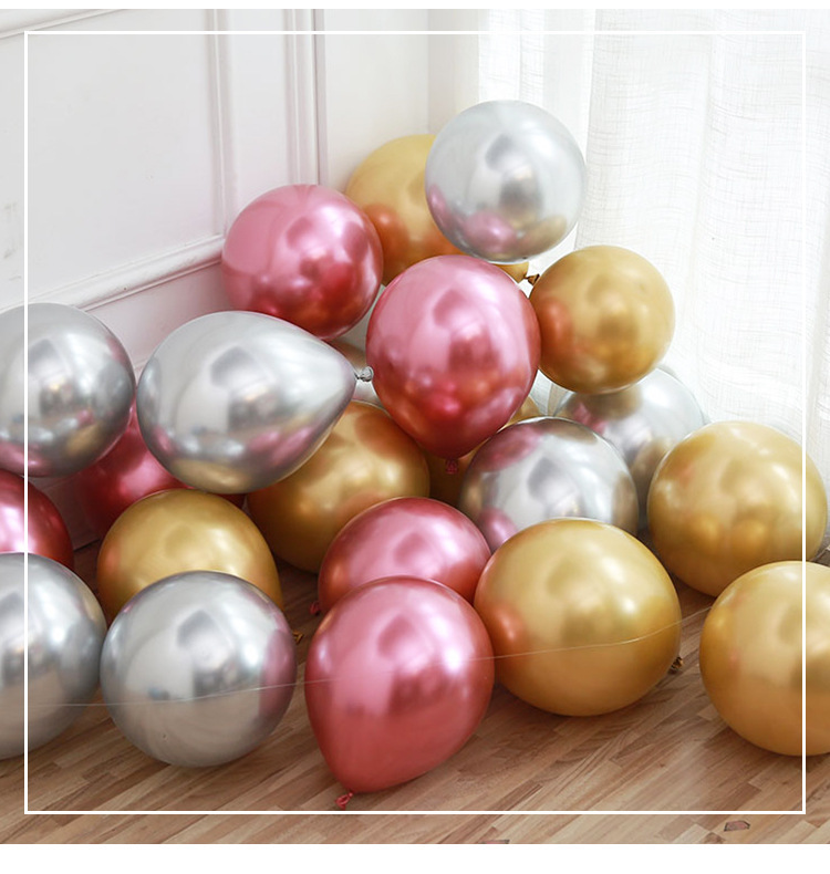 A 10-inch 1.8g metallic color balloon birthday party decoration mall setting, 50 sets of popular chrome-colored metal balloons Item Picture