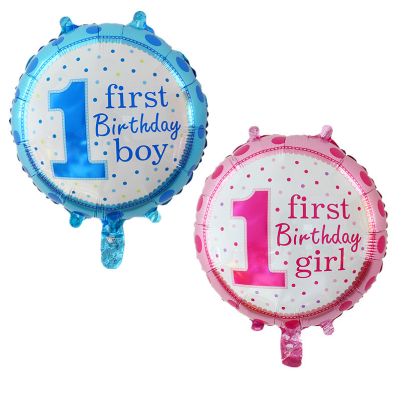18 inch baby one year old round aluminum film balloon party decoration baby aluminum foil helium balloon wholesale