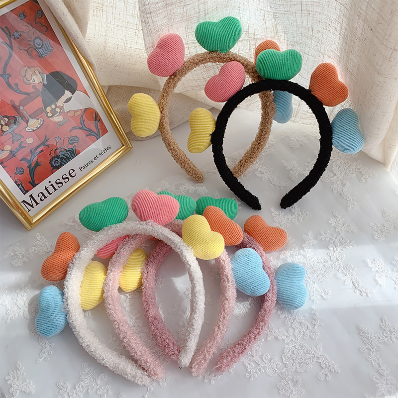 South Korea Color Love Face Wash Hair Band Female Head Band Wind Sweet And Cute Network Red Pack Mask All Set Out Of The Hoop