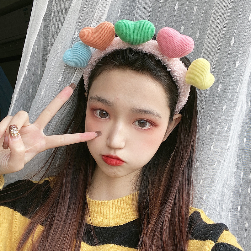 South Korea Color Love Face Wash Hair Band Female Head Band Wind Sweet And Cute Network Red Pack Mask All Set Out Of The Hoop Application Scenario
