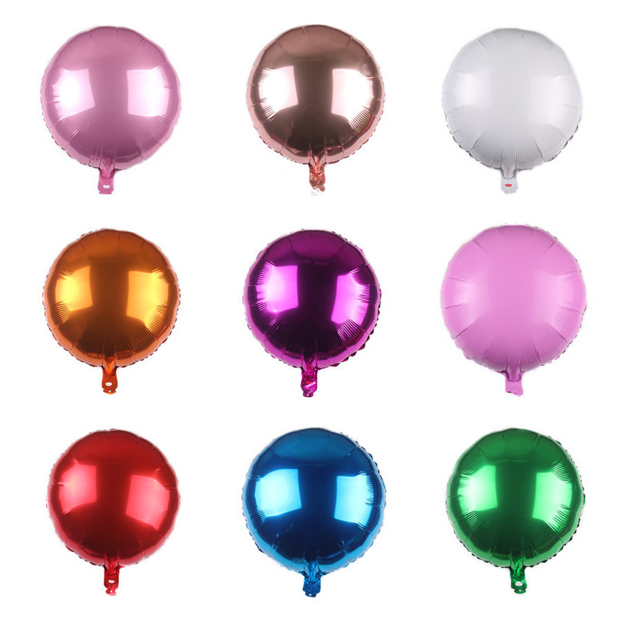 18-inch round single-color aluminum film balloons, solid-color wedding party and festival decoration balloons wholesale