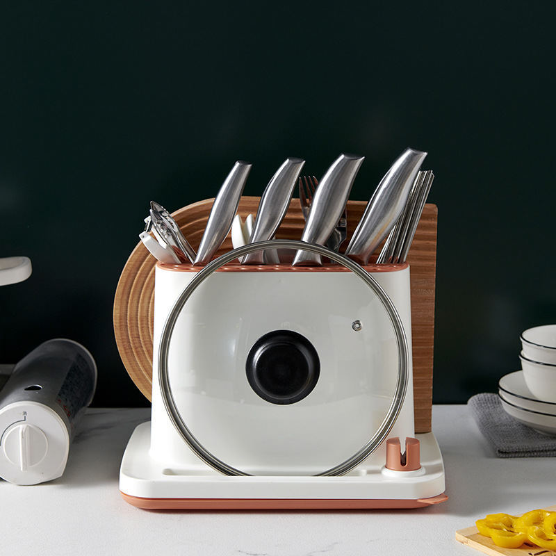 X49-1688 New kitchen storage rack, multi-functional storage rack for chopsticks, knives, forks, kitchen knives, chopping boards and sharpeners Application Scenario