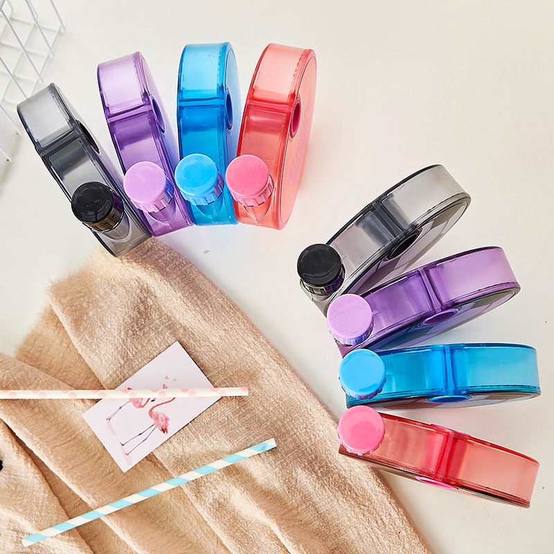 X49-A5-7 Korean-style creative water cup, round and flat water bottle, student outdoor portable sports drinking water bottle with LOGO Specification image
