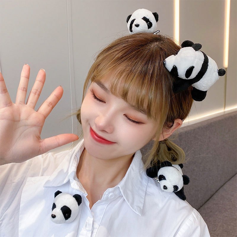 Xiao Zhan The Same Cute Cartoon Party Figure Panda Doll Plush Hair Circle Female Hair Accessories Panda Brooch Qian An Accessories 10980117002630914 Application Scenario