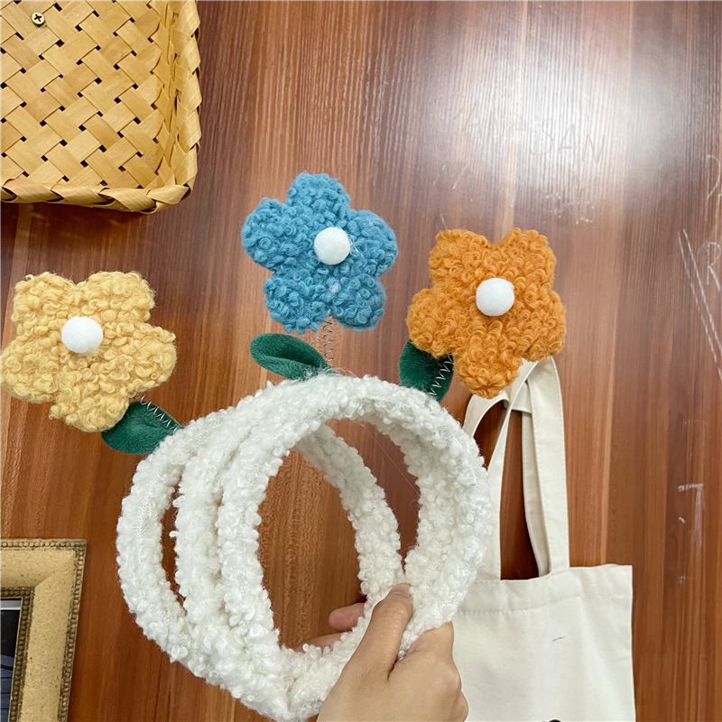 Lamb Plush Lovely Little Flower Headband Japan And South Korea Sun Flower Face Wash Makeup Off Non-Slip Headband Pressure Hair Clip Hair Accessories Qian An Accessories 10980117002511414 Specification drawing
