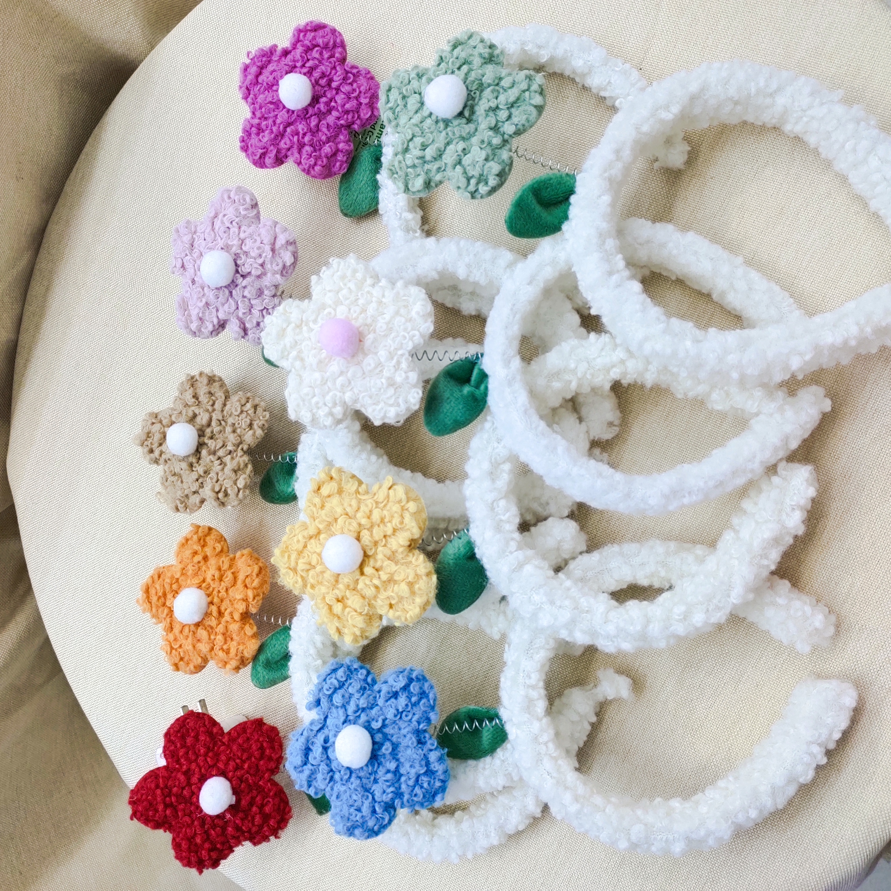 Lamb Plush Lovely Little Flower Headband Japan And South Korea Sun Flower Face Wash Makeup Off Non-Slip Headband Pressure Hair Clip Hair Accessories Qian An Accessories 10980117002511414 Item Picture