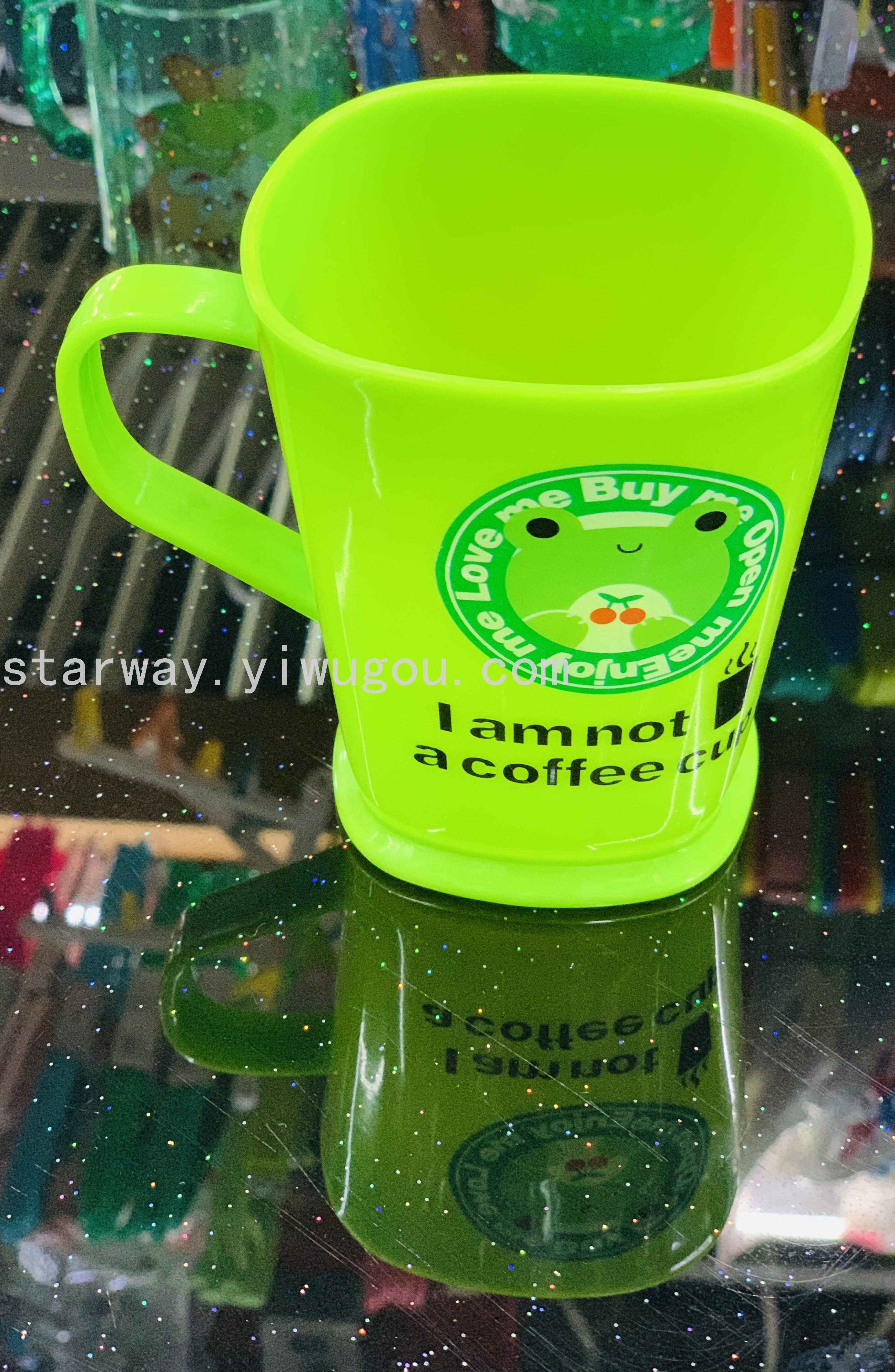 Juice cup, washbasin cup, plastic water cup, transparent plastic cup, cartoon plastic cup, mixed-color plastic cup details Picture