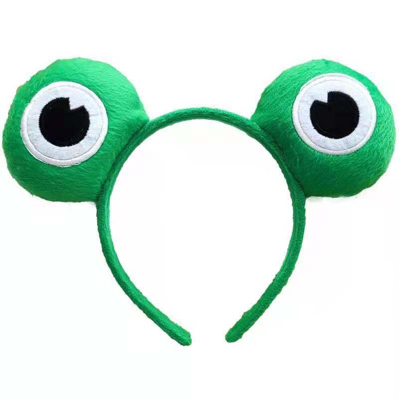 Zhai Xiao Wen The Same Super Cute Green Frog Eyes Fur Hair Hoops Fashion Face Hoops Travel Headwear Specification drawing