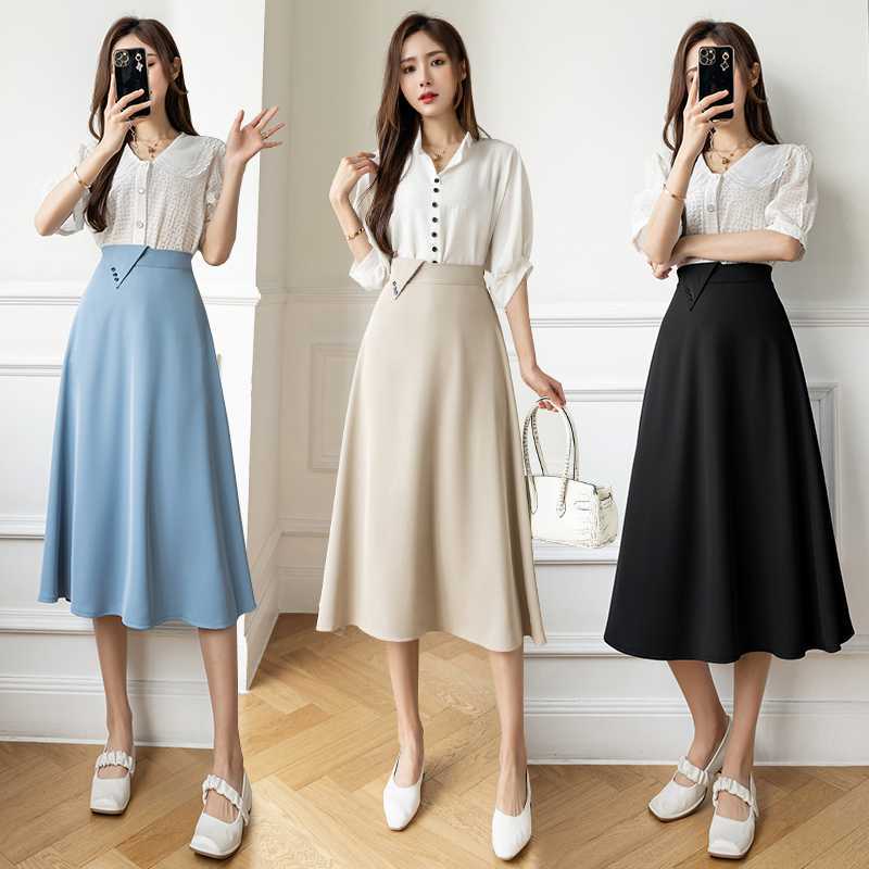 Retro niche skirt 2022 New commuter high-waisted asymmetric MIDI OL