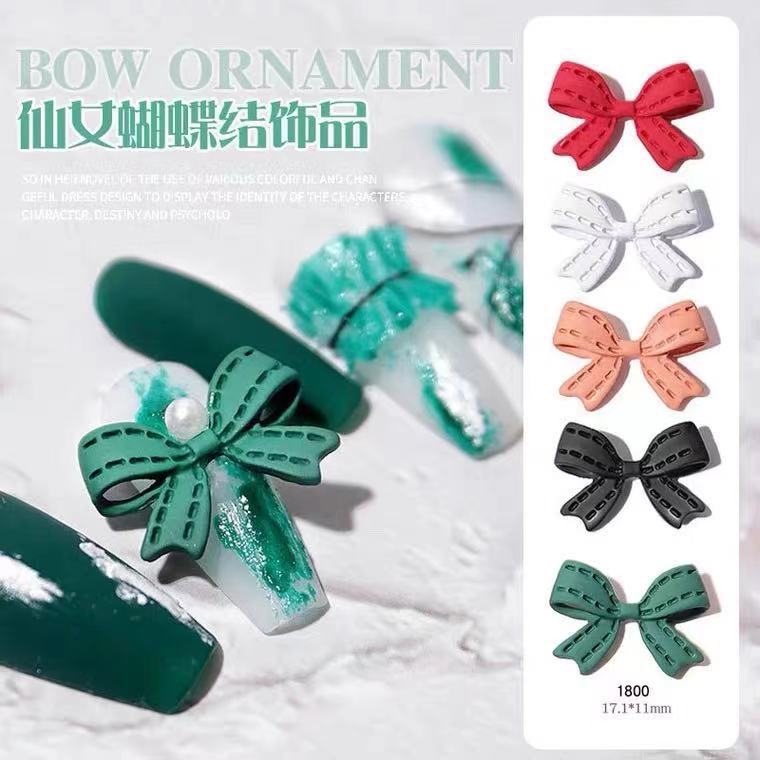 Small bow resin nail decoration mixed red network explosion three-dimensional ribbon bow nail decoration
