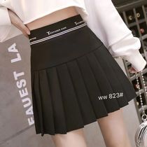 Korean autumn and winter large letters high waist pleated skirt thin A-word skirt stretch skirt fat mm skirt women